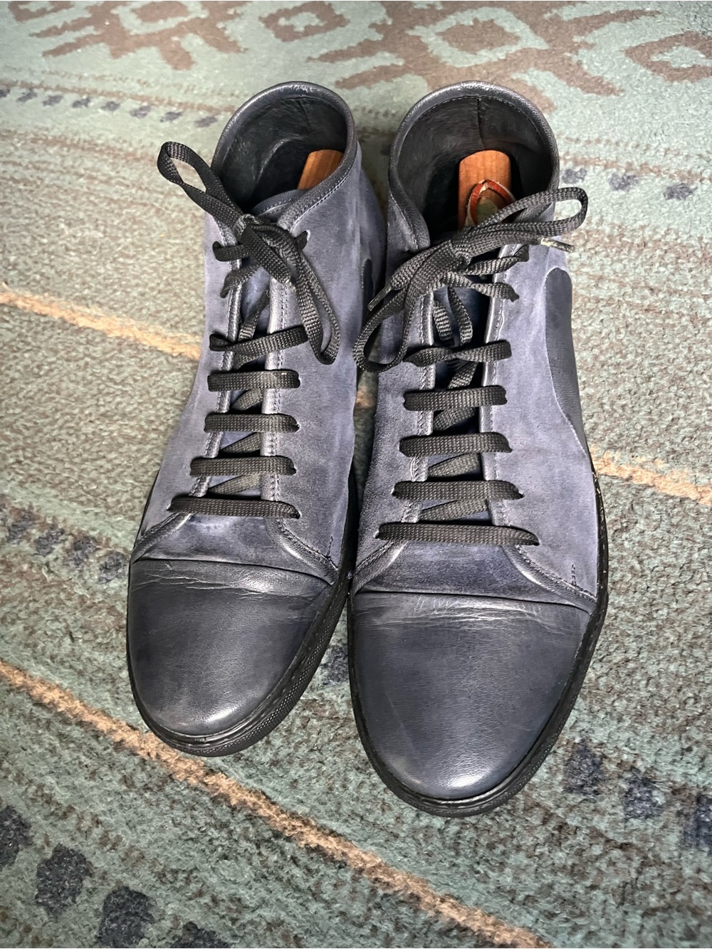 Doucal’s Made in Italy Blue Leather Sneakers - EU45